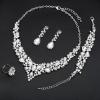 imageCSY 4 PcsSet Austrian Crystal Necklace Earrings Bracelet Ring Bridal Jewelry Sets for Brides Wedding Party Costume Accessories Gifts for Women02white goldwhite