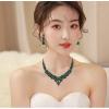 imageCSY 4 PcsSet Austrian Crystal Necklace Earrings Bracelet Ring Bridal Jewelry Sets for Brides Wedding Party Costume Accessories Gifts for Womenemeraldblack tone