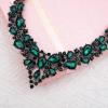 imageCSY 4 PcsSet Austrian Crystal Necklace Earrings Bracelet Ring Bridal Jewelry Sets for Brides Wedding Party Costume Accessories Gifts for Womenemeraldblack tone