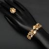 imageCSY 4 PcsSet Austrian Crystal Necklace Earrings Bracelet Ring Bridal Jewelry Sets for Brides Wedding Party Costume Accessories Gifts for Womengold platedchampagne