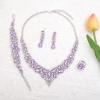 imageCSY 4 PcsSet Austrian Crystal Necklace Earrings Bracelet Ring Bridal Jewelry Sets for Brides Wedding Party Costume Accessories Gifts for Womenwhite gold platedviolet