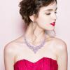 imageCSY 4 PcsSet Austrian Crystal Necklace Earrings Bracelet Ring Bridal Jewelry Sets for Brides Wedding Party Costume Accessories Gifts for Womenwhite gold platedviolet