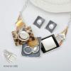 imageCSY Fashion Boho Oval Crystal Opals Statement Bib Necklace Earrings Bohemian Enamel Costume Jewelry Set Gifts for WomenBlack and light brown silver tone