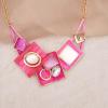 imageCSY Fashion Boho Oval Crystal Opals Statement Bib Necklace Earrings Bohemian Enamel Costume Jewelry Set Gifts for WomenHot pink