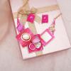 imageCSY Fashion Boho Oval Crystal Opals Statement Bib Necklace Earrings Bohemian Enamel Costume Jewelry Set Gifts for WomenHot pink