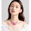 imageCSY Fashion Boho Oval Crystal Opals Statement Bib Necklace Earrings Bohemian Enamel Costume Jewelry Set Gifts for WomenHot pink