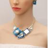 imageCSY Fashion Boho Oval Crystal Opals Statement Bib Necklace Earrings Bohemian Enamel Costume Jewelry Set Gifts for Womenblue