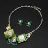 imageCSY Fashion Boho Oval Crystal Opals Statement Bib Necklace Earrings Bohemian Enamel Costume Jewelry Set Gifts for Womengreen