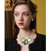 imageCSY Fashion Boho Oval Crystal Opals Statement Bib Necklace Earrings Bohemian Enamel Costume Jewelry Set Gifts for Womengreen