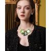 imageCSY Fashion Boho Oval Crystal Opals Statement Bib Necklace Earrings Bohemian Enamel Costume Jewelry Set Gifts for Womengreen