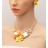 imageCSY Fashion Boho Oval Crystal Opals Statement Bib Necklace Earrings Bohemian Enamel Costume Jewelry Set Gifts for Womenorange