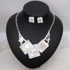 imageCSY Fashion Boho Oval Crystal Opals Statement Bib Necklace Earrings Bohemian Enamel Costume Jewelry Set Gifts for Womenwhite  silver tone