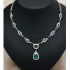 imageCSY Womens Elegant Teardrop Crystal Necklaces Dangle Earrings Bracelet Jewelry Sets for Brides Bridesmaidsgreen crystalsilver tone