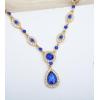 imageCSY Womens Elegant Teardrop Crystal Necklaces Dangle Earrings Bracelet Jewelry Sets for Brides Bridesmaidsroyal bluegold tone