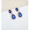 imageCSY Womens Elegant Teardrop Crystal Necklaces Dangle Earrings Bracelet Jewelry Sets for Brides Bridesmaidsroyal bluegold tone