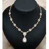 imageCSY Womens Elegant Teardrop Crystal Necklaces Dangle Earrings Bracelet Jewelry Sets for Brides Bridesmaidswhite crystalgold tone