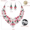 imageLuxury Statement Bib Necklace Earrings Santa Claus Christmas Element Party Costume Jewelry Set Xmas Gift for WomenSTYLE 1With White Diamond