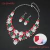 imageLuxury Statement Bib Necklace Earrings Santa Claus Christmas Element Party Costume Jewelry Set Xmas Gift for WomenSTYLE 1With White Diamond