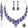 imageCSY 4 PcsSet Austrian Crystal Necklace Earrings Bracelet Ring Bridal Jewelry Sets for Brides Wedding Party Costume Accessories Gifts for Women02gold platedroyal blue