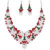 imageLuxury Statement Bib Necklace Earrings Santa Claus Christmas Element Party Costume Jewelry Set Xmas Gift for WomenSTYLE 1With White Diamond