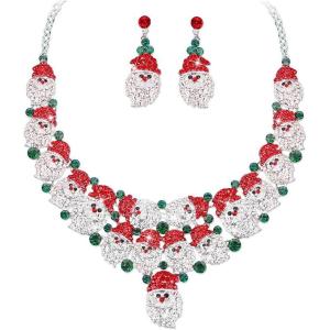 imageLuxury Statement Bib Necklace Earrings Santa Claus Christmas Element Party Costume Jewelry Set Xmas Gift for WomenSTYLE 2