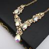 imageCSY Luxury Austrian Crystal Necklace Earrings Rhinestone Bridal Wedding Party Costume Jewelry Sets for Brides Bridesmaids WomenAB Crystal