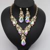 imageCSY Luxury Austrian Crystal Necklace Earrings Rhinestone Bridal Wedding Party Costume Jewelry Sets for Brides Bridesmaids WomenAB Crystal