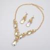 imageCSY Luxury Austrian Crystal Necklace Earrings Rhinestone Bridal Wedding Party Costume Jewelry Sets for Brides Bridesmaids WomenAB Crystal