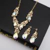 imageCSY Luxury Austrian Crystal Necklace Earrings Rhinestone Bridal Wedding Party Costume Jewelry Sets for Brides Bridesmaids WomenAB Crystal