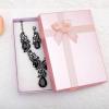 imageCSY Luxury Austrian Crystal Necklace Earrings Rhinestone Bridal Wedding Party Costume Jewelry Sets for Brides Bridesmaids WomenAll black
