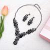 imageCSY Luxury Austrian Crystal Necklace Earrings Rhinestone Bridal Wedding Party Costume Jewelry Sets for Brides Bridesmaids WomenAll black