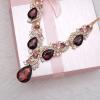 imageCSY Luxury Austrian Crystal Necklace Earrings Rhinestone Bridal Wedding Party Costume Jewelry Sets for Brides Bridesmaids WomenAmethystgold tone