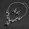 imageCSY Luxury Austrian Crystal Necklace Earrings Rhinestone Bridal Wedding Party Costume Jewelry Sets for Brides Bridesmaids WomenBlack