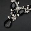 imageCSY Luxury Austrian Crystal Necklace Earrings Rhinestone Bridal Wedding Party Costume Jewelry Sets for Brides Bridesmaids WomenBlack