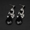 imageCSY Luxury Austrian Crystal Necklace Earrings Rhinestone Bridal Wedding Party Costume Jewelry Sets for Brides Bridesmaids WomenBlack