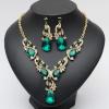 imageCSY Luxury Austrian Crystal Necklace Earrings Rhinestone Bridal Wedding Party Costume Jewelry Sets for Brides Bridesmaids WomenGreenGold Tone