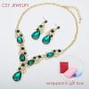 imageCSY Luxury Austrian Crystal Necklace Earrings Rhinestone Bridal Wedding Party Costume Jewelry Sets for Brides Bridesmaids WomenGreenGold Tone
