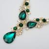 imageCSY Luxury Austrian Crystal Necklace Earrings Rhinestone Bridal Wedding Party Costume Jewelry Sets for Brides Bridesmaids WomenGreenGold Tone