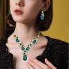 imageCSY Luxury Austrian Crystal Necklace Earrings Rhinestone Bridal Wedding Party Costume Jewelry Sets for Brides Bridesmaids WomenGreenGold Tone