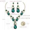 imageCSY Luxury Austrian Crystal Necklace Earrings Rhinestone Bridal Wedding Party Costume Jewelry Sets for Brides Bridesmaids WomenGreenGold Tone
