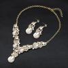 imageCSY Luxury Austrian Crystal Necklace Earrings Rhinestone Bridal Wedding Party Costume Jewelry Sets for Brides Bridesmaids WomenWhite CrystalGold Tone