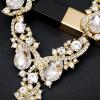 imageCSY Luxury Austrian Crystal Necklace Earrings Rhinestone Bridal Wedding Party Costume Jewelry Sets for Brides Bridesmaids WomenWhite CrystalGold Tone