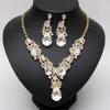 imageCSY Luxury Austrian Crystal Necklace Earrings Rhinestone Bridal Wedding Party Costume Jewelry Sets for Brides Bridesmaids WomenWhite CrystalGold Tone