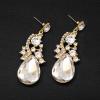 imageCSY Luxury Austrian Crystal Necklace Earrings Rhinestone Bridal Wedding Party Costume Jewelry Sets for Brides Bridesmaids WomenWhite CrystalGold Tone