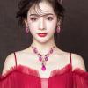 imageCSY Luxury Austrian Crystal Necklace Earrings Rhinestone Bridal Wedding Party Costume Jewelry Sets for Brides Bridesmaids Womenhot pink crystal  gold tone