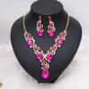 imageCSY Luxury Austrian Crystal Necklace Earrings Rhinestone Bridal Wedding Party Costume Jewelry Sets for Brides Bridesmaids Womenhot pink crystal  gold tone