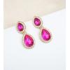 imageCSY Womens Elegant Teardrop Crystal Necklaces Dangle Earrings Bracelet Jewelry Sets for Brides Bridesmaidshot pinkgold tone