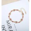 imageCSY Womens Elegant Teardrop Crystal Necklaces Dangle Earrings Bracelet Jewelry Sets for Brides Bridesmaidshot pinkgold tone