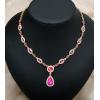 imageCSY Womens Elegant Teardrop Crystal Necklaces Dangle Earrings Bracelet Jewelry Sets for Brides Bridesmaidshot pinkgold tone