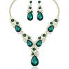 imageCSY Luxury Austrian Crystal Necklace Earrings Rhinestone Bridal Wedding Party Costume Jewelry Sets for Brides Bridesmaids WomenGreenGold Tone